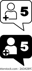 Follower Icons. Black and White Vector Illustrations. User Following Another User on Social Networks. Adding to Friends. Influencer Concept
