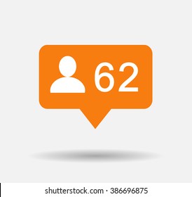 Follower isolated counter notification  Vector Logo, JPG, JPEG, EPS. Icon Button.Flat Social twitter Media Sign