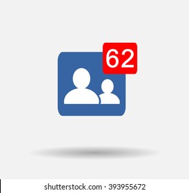 Follower isolated counter notification  Vector Logo, JPG, JPEG, EPS. Icon Button.Flat Social twitter Media Sign