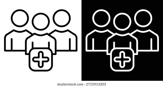 Estilo de la línea de seguidor y del icono del glifo en el fondo blanco y negro