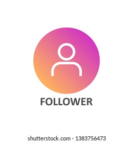 Follower linear icon in gradient circle for social media