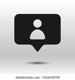 Follower notification icon. Black square template with cut off human pictogram isolated on white background. Best for web, social media and mobile apps. EPS 10.