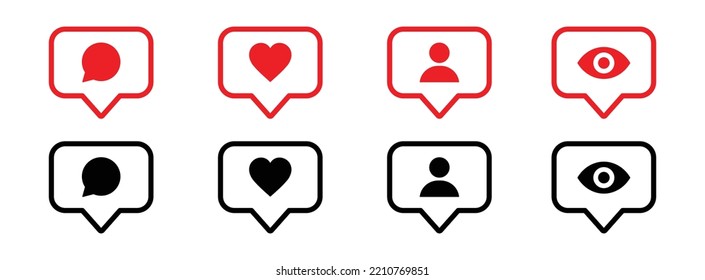 Follower Notification Icon. Social Media Like, Comment, Added, Follower Icon, Vector Illustration