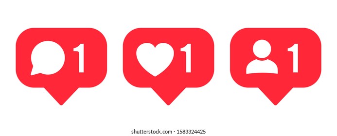 Follower notification icon. Social network signs. Social media comment, like, follower icons. Stories user button sign – stock vector