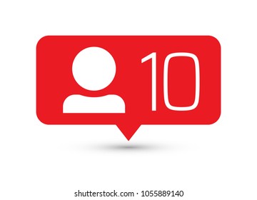 Follower notification. Social media icon user. User button, symbol, sign.
