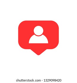 Follower notification. Social media icon user. User button, symbol, sign. 1 user. Insta follower.  user image. Vector illustration. EPS 10