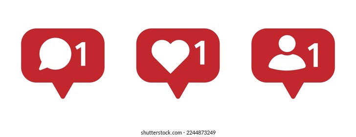 Follower notification vector icons set 