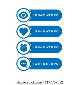 Follower, speech bubbles, like elements isolated on a white background. Nice blue gradient colour.
