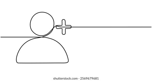 Follower vector icon in solid and outline style, continuous one line drawing, New User Icons - Multi Series, Add to friends vector flat icon concepts.