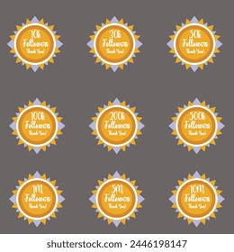 Followers Achievement Badge Thank you 10K 30K 50K 100K 200K 500K 1M 5M 10M Follower Badges