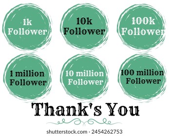 Followers icon
Greetings for folloowers
Social media notification flat icons set. Like, comment, 
follower and view buttons. Vector social media bubble icons.
Social media. Like icon vector. Instagram