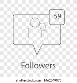 Followers icon on transparency background. Modern flat design vector illustration. Symbol for your web site design.
