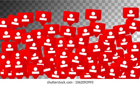 Followers Icons. Social Media Marketing.
 Rating Scale Elements of Design for Web, Advertisement, Promotion, Marketing, Concept for Social Media Design.
 Notifications with Followers. Vector.

