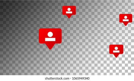 Followers Icons. Social Media Marketing.
 Rating Scale Elements of Design for Web, Advertisement, Promotion, Marketing, Concept for Social Media Design.
 Notifications with Followers. Vector.

