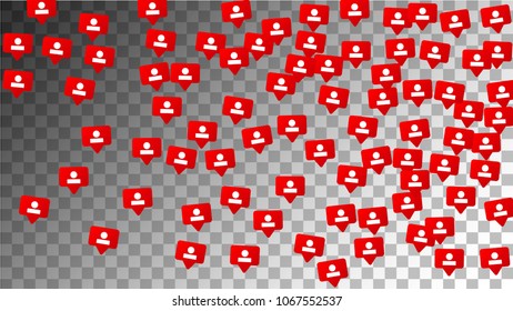 Followers Icons. Social Media Marketing.
 Rating Scale Elements of Design for Marketing, Internet, App, SMM, CEO 

 Concept for Social Media Design.
 Notifications with Followers. Vector.
