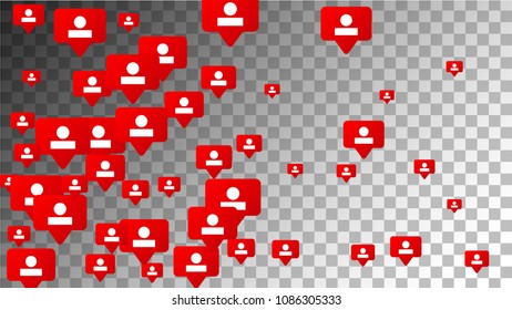 Followers Icons. Social Media Marketing.
 Rating Scale Elements of Design for Web, Advertisement, Promotion, Marketing, Concept for Social Media Design.
 Notifications with Followers. Vector.
