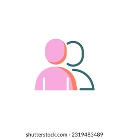 Seguidores notifican icono plano, signo vectorial, pictograma colorido aislado en blanco. Símbolo de contacto, ilustración del logotipo. Diseño de estilo plano