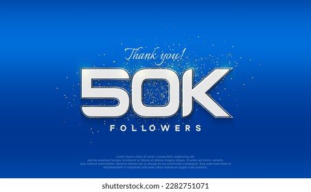 Followers number 50k. followers achievement celebration design.