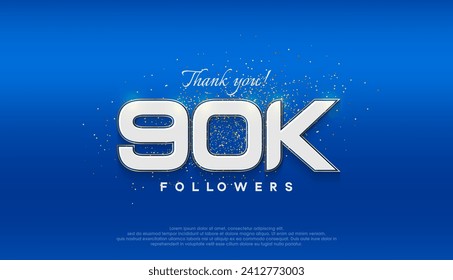 Followers number 90k. followers achievement celebration design.