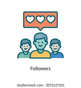 Followers vector Fill Outline Icon Design illustration. Social Media Symbol on White background EPS 10 File