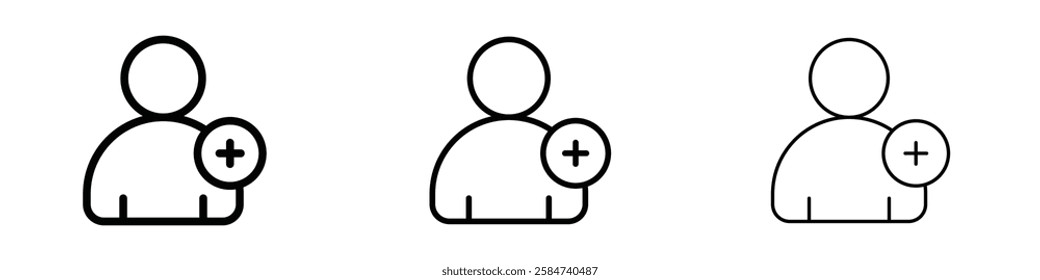 Following icons in three different stroke lines