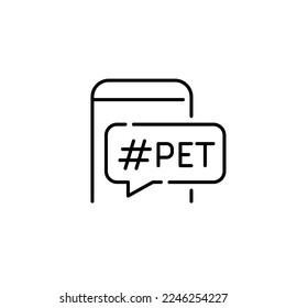 Following pet hashtag on social media. Pixel perfect, editable stroke icon