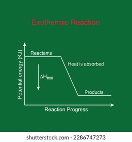 The following reaction pathway diagram shows that amount  of energy absorbed by the endothermic reaction of a reversible reaction, is the same released by the exothermic reaction. vector graphics 