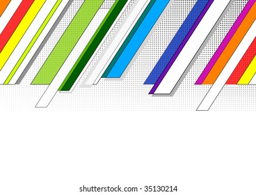 Follow-up rainbow background with halftone.