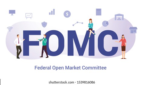 fomc federal open market committee concept with big word or text and team people with modern flat style - vector