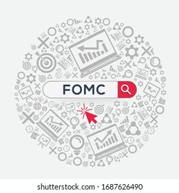 FOMC mean (federal open market committee) Word written in search bar ,Vector illustration.
