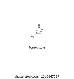 Fomepizole flat skeletal molecular structure alcohol dehydrogenase inhibitor drug used in methyl alcohol poisoning treatment. Vector illustration scientific diagram.