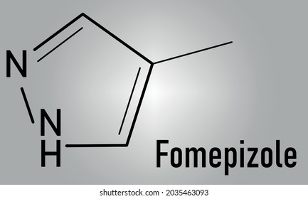 Fomepizole molecule. Antidote used to treat methanol and ethylene glycol poisoning. Skeletal formula.