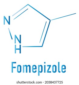 Fomepizole molecule. Antidote used to treat methanol and ethylene glycol poisoning. Skeletal formula.