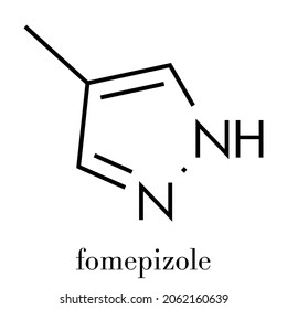 Fomepizole molecule. Antidote used to treat methanol and ethylene glycol poisoning. Skeletal formula.