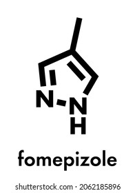 Fomepizole molecule. Antidote used to treat methanol and ethylene glycol poisoning. Skeletal formula.