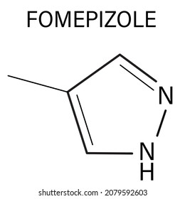 Fomepizole molecule. Antidote used to treat methanol and ethylene glycol poisoning. Skeletal formula.