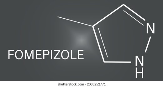 Fomepizole molecule. Antidote used to treat methanol and ethylene glycol poisoning. Skeletal formula.