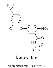 Fomesafen herbicide molecule. Skeletal formula.