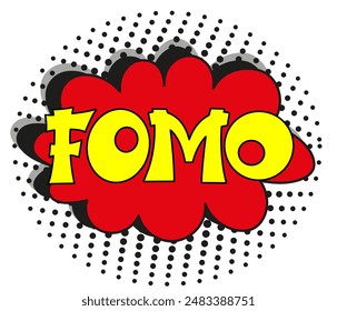 FOMO - Angst, das Konzept zu verpassen. FOMO im Comic-Pop-Art-Stil. Comic-Explosion mit Text FOMO. Vektorgrafik helle Cartoon-Illustration im Retro-Pop-Art-Stil.