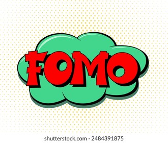 FOMO - Angst, das Konzept zu verpassen. FOMO im Comic-Pop-Art-Stil. Comic-Explosion mit Text FOMO. Vektorgrafik helle Cartoon-Illustration im Retro-Pop-Art-Stil.