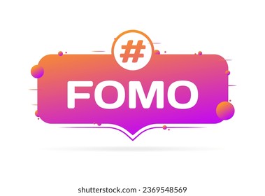 Fomo sign. Flat, red, hashtag fomo, fomo sign. Vector icon