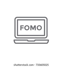 FOMO Social Icon - Fear of Missing Out Trendy Modern Acronym - Social Media