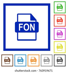 FON file format flat color icons in square frames on white background