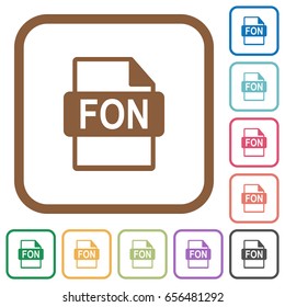 FON file format simple icons in color rounded square frames on white background