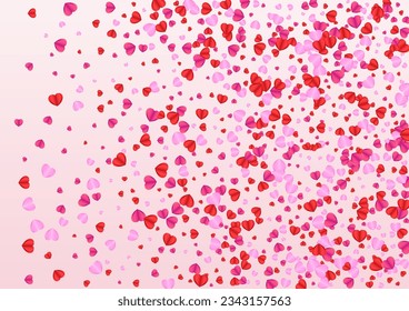 Fond Confetti Background Pink Vector. Anniversary Texture Heart. Tender Congratulation Pattern. Pinkish Confetti Falling Illustration. Purple Color Frame.