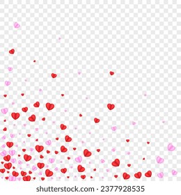 Fond Confetti Background Transparent Vector. Isolated Texture Heart. Red Abstract Illustration. Tender Heart Cut Pattern. Violet Fall Backdrop.