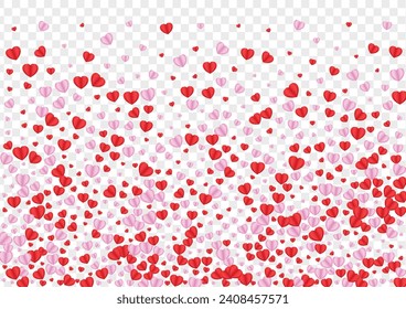 Fond Confetti Background Transparent Vector. Birthday Backdrop Heart. Violet Blank Illustration. Pink Heart Congratulation Texture. Tender Romantic Pattern.