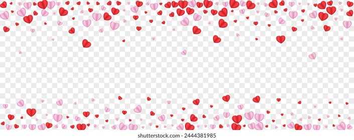 Fond Confetti Background Transparent Vector. Happy Frame Heart. Violet Amour Backdrop. Pink Heart Isolated Illustration. Tender Celebration Texture.