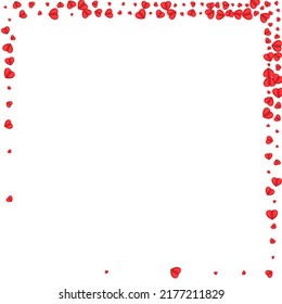 Fond Confetti Background White Vector. Volume Frame Heart. Red Color Pattern. Tender Confetti Abstract Texture. Pink Design Illustration.