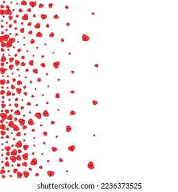 Fond Confetti Background White Vector. Art Pattern Heart. Red Honeymoon Backdrop. Tender Confetti Paper Frame. Pink Wedding Illustration.